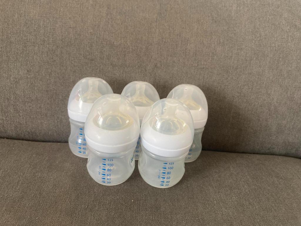 5 biberons Philips Avent Natural 125 ml comme neufs, Enlèvement ou Envoi, Comme neuf, Autres types