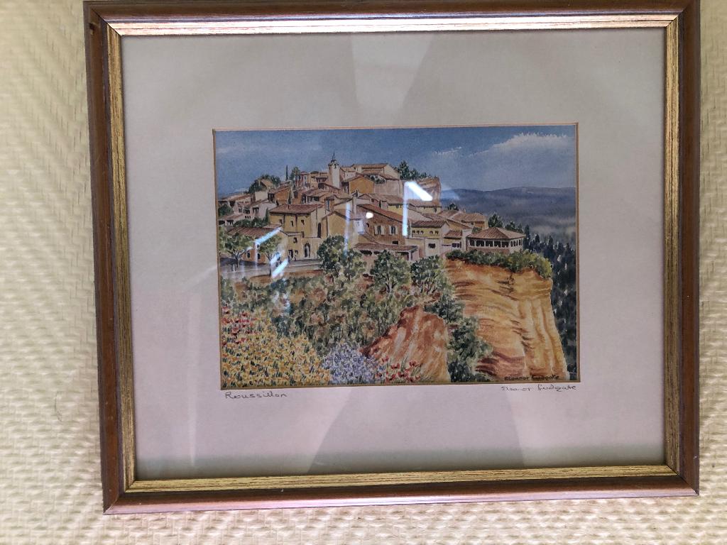 Aquarel die een Provençaals dorp voorstelt, Antiek en Kunst, Kunst | Schilderijen | Klassiek, Ophalen