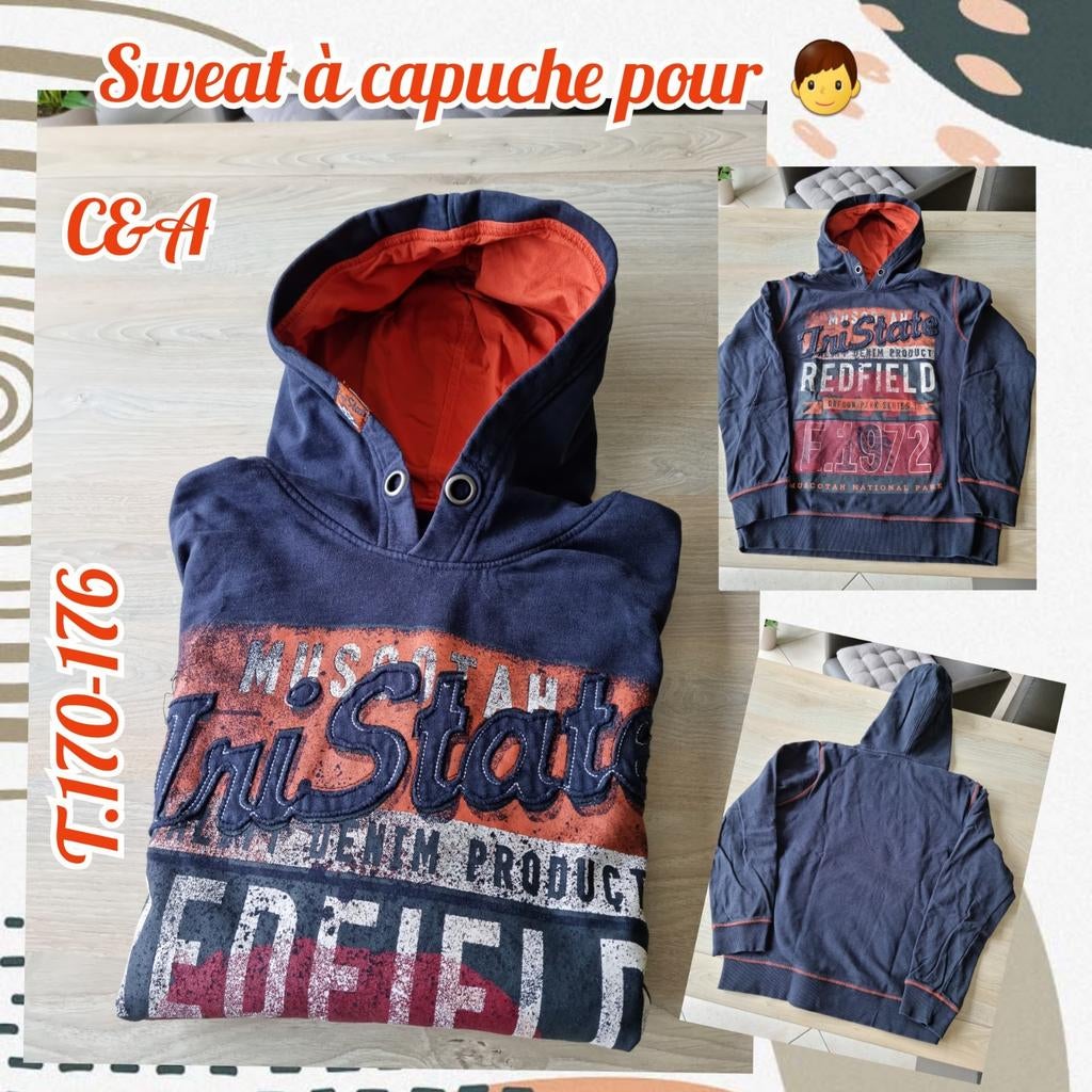Sweat à capuche pour garçon -bleu-C&A-T.170-176, Enfants & Bébés, Vêtements enfant | Taille 170, Garçon, C&A, Enlèvement ou Envoi