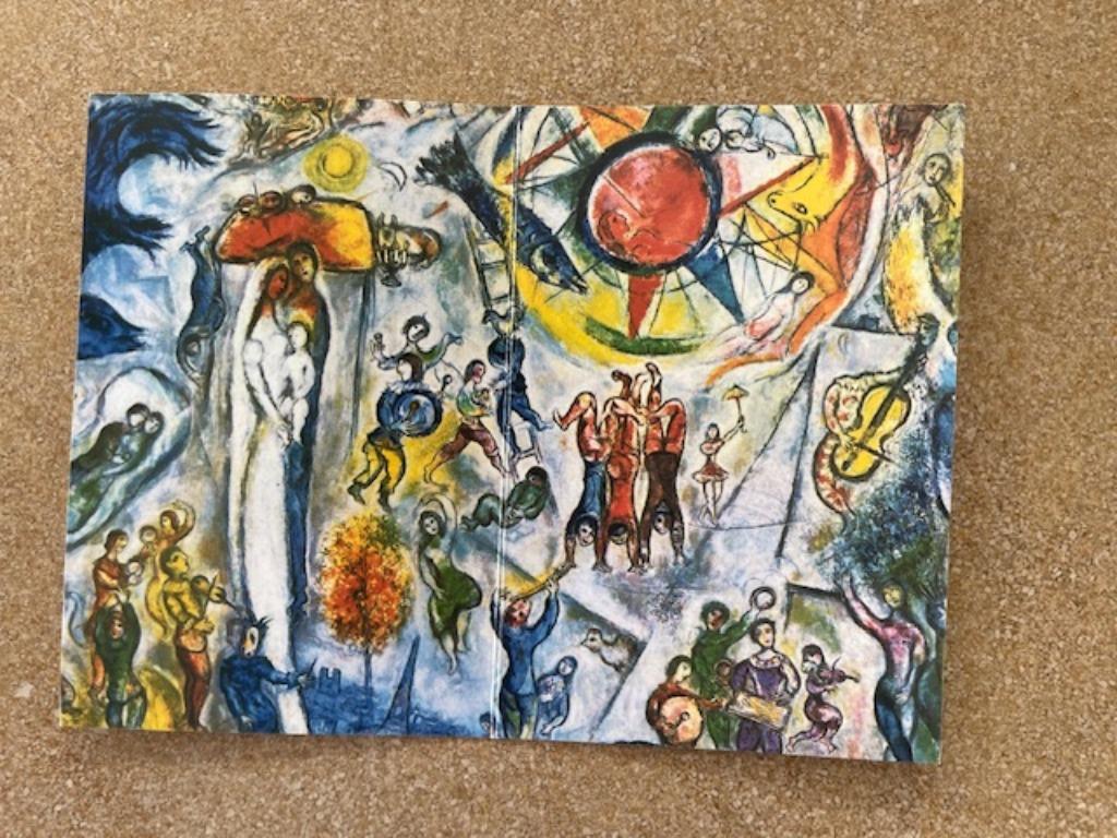 MOOI BIDPRENTJE -SCHILDERIJ CHAGALL -MEVR JACQUELINE LECHAT, Ophalen of Verzenden, Bidprentje