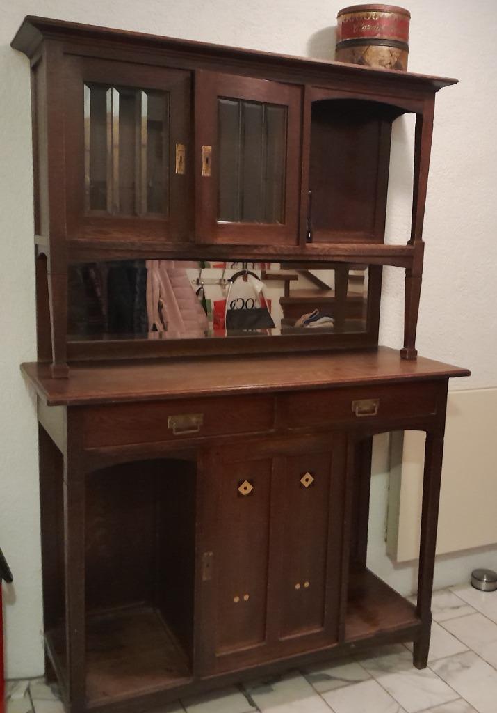 kast in Jugendstil - donker eiken, Ophalen of Verzenden