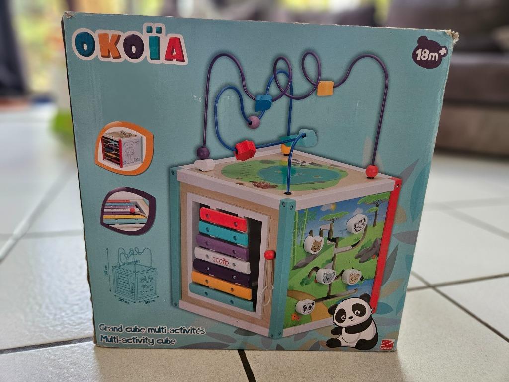 Cube en bois multi-activités Okoïa, Ophalen, Gebruikt