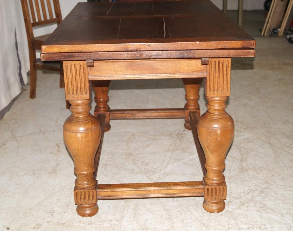table à manger ancienne en chêne 120x77 + extensible à 210, Enlèvement