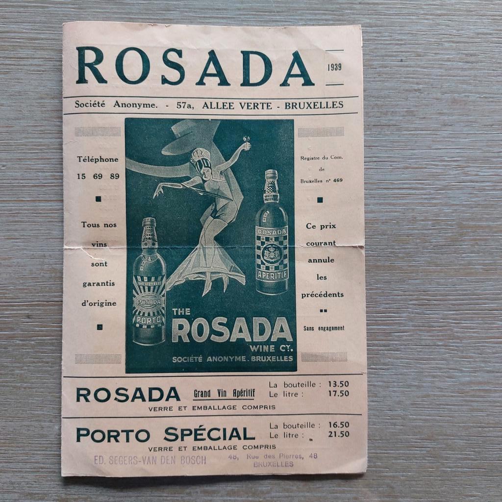 Oud reclamepamflet: wijn Rosada Brussel 1939, Verzamelen, Merken en Reclamevoorwerpen, Ophalen of Verzenden