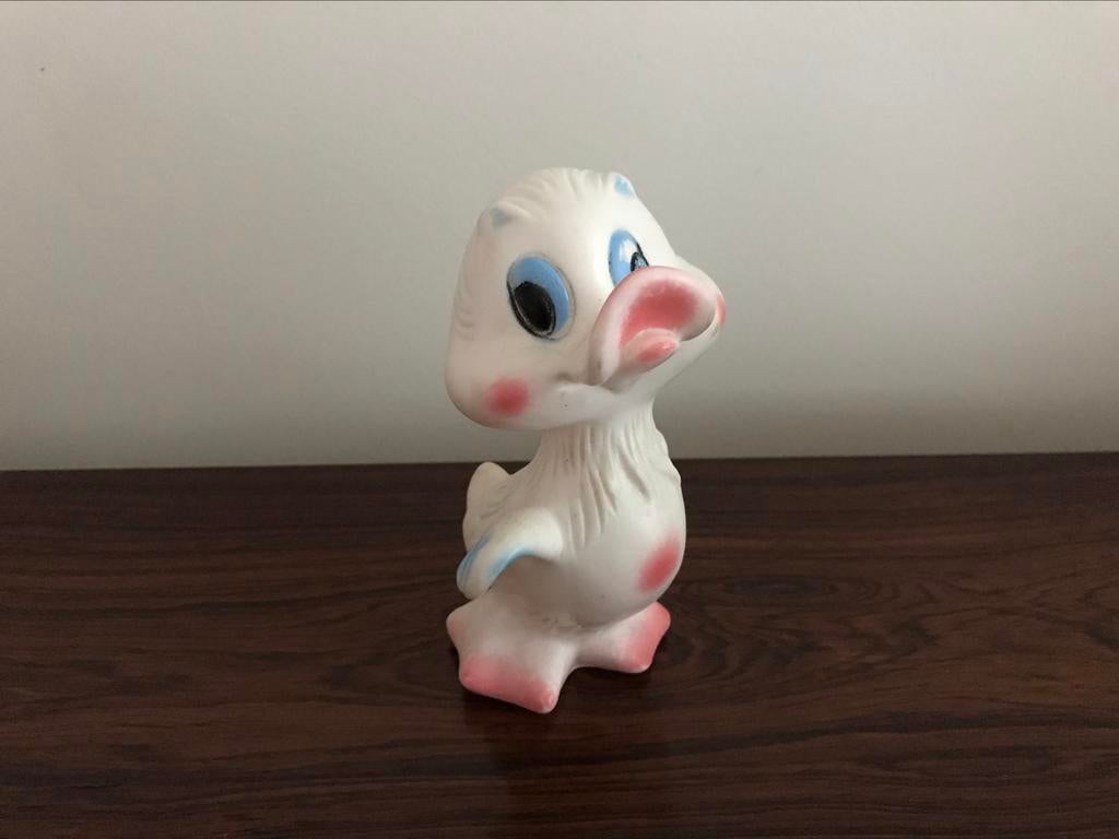 Retro vintage pieper pieppop eendje rubbertoys Italy, Verzamelen, Ophalen of Verzenden, Zo goed als nieuw