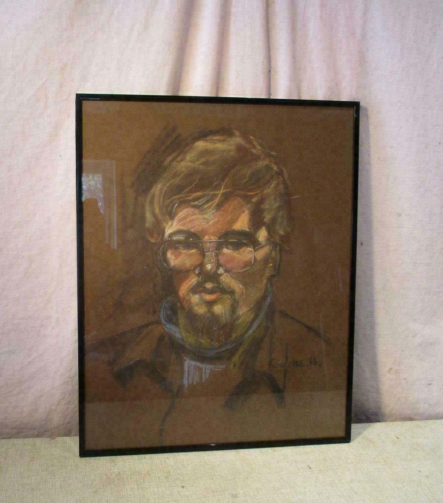 Mooie Tekening 'Man met Bril' - Odette Hellebuyck, Antiek en Kunst, Ophalen of Verzenden