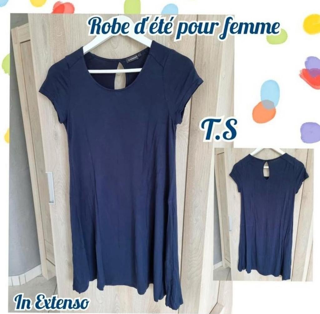 Robe d'été avec femme-bleu-In Extenso-T.S, Kleding | Dames, Blauw, Ophalen of Verzenden, Maat 36 (S), Gedragen