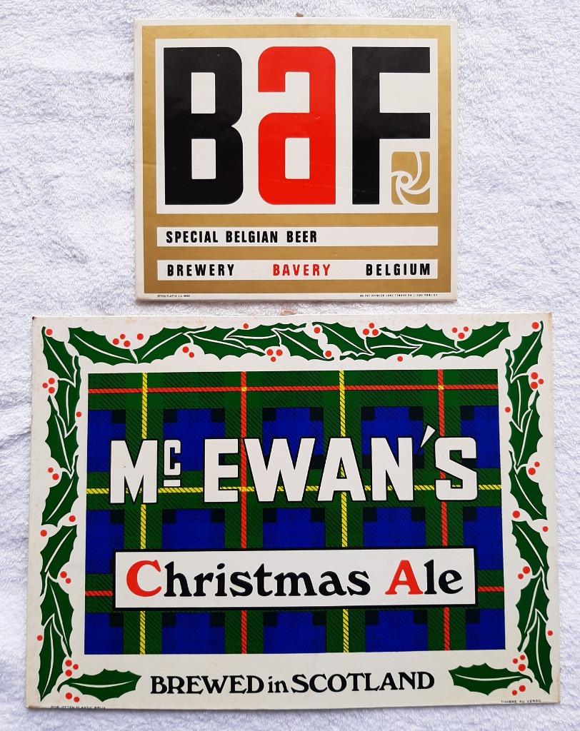BAF en Mc Ewan's bierbord, Verzamelen, Biermerken, Ophalen, Gebruikt, Reclamebord, Plaat of Schild, Overige merken
