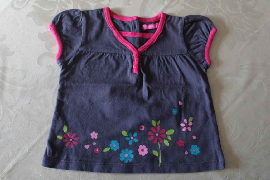 Jurkje met onderaan bloemen grijs roze omranding maat 62, Kinderen en Baby's, Babykleding | Maat 62, Meisje, Jurkje of Rokje, Ophalen of Verzenden