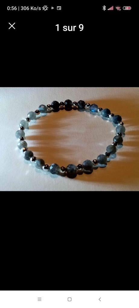 Bracelet élastique avec perles de labradorite naturelle, Enlèvement ou Envoi, Neuf, Autres couleurs, Élastique