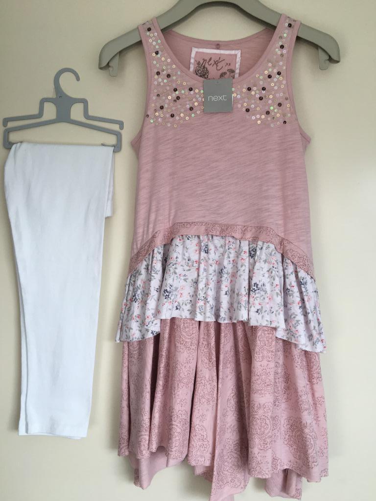 Kleedje met legging 134 jurk met legging (9 jaar, NIEUW), Neuf, Robe ou Jupe, Enlèvement ou Envoi, Next