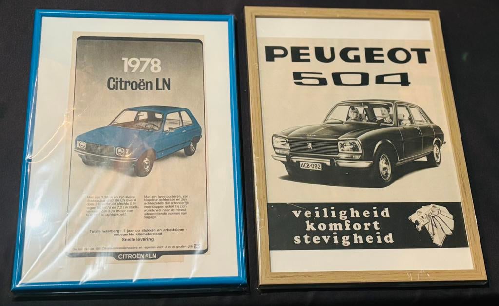 Vintage reclameprints Citroën/Peugeot, Ophalen of Verzenden, Zo goed als nieuw