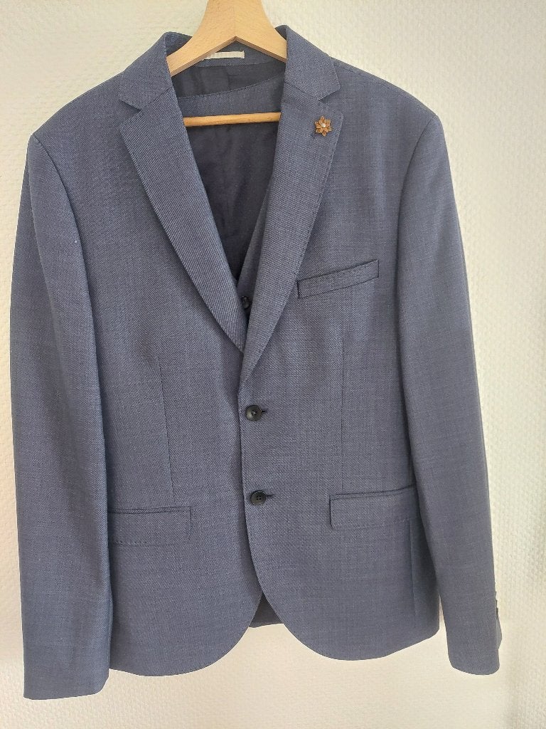 Costume  slim 3 pièces devred bleu, Neuf, Taille 52/54 (L), Enlèvement, Bleu