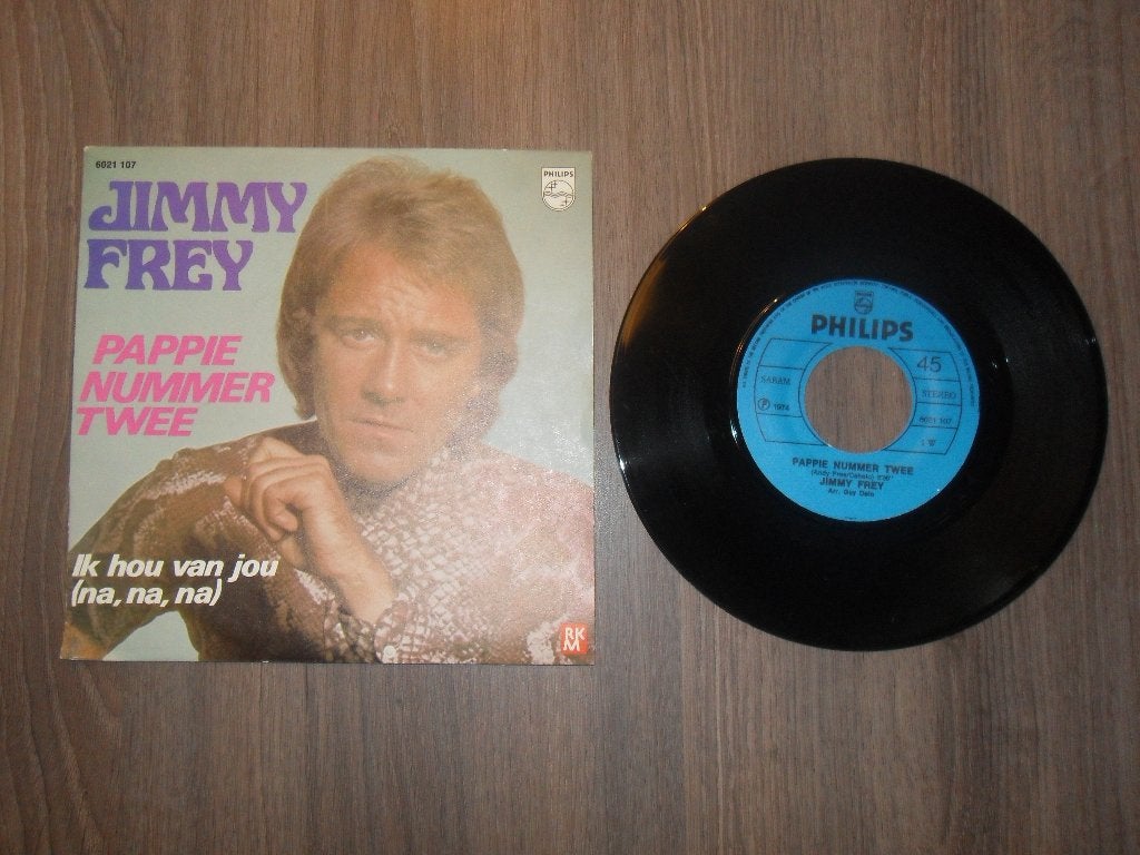 Jimmy Frey - Pappie nummer twee, Cd's en Dvd's, Vinyl | Nederlandstalig, Ophalen of Verzenden, Gebruikt, 7 inch, Levenslied of Smartlap