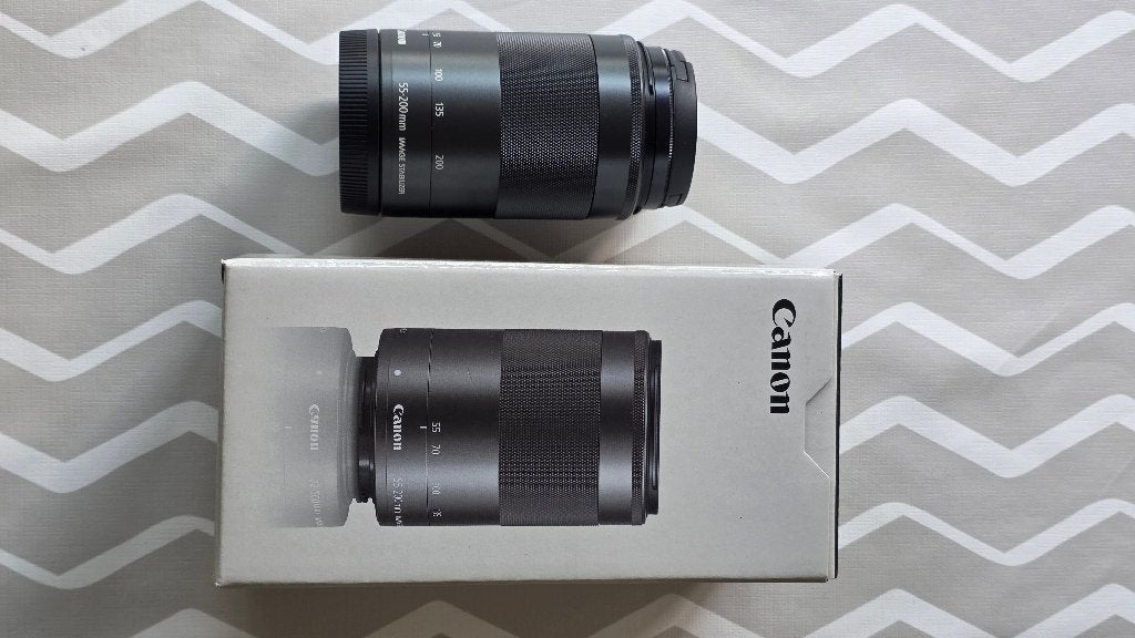 Objectief Canon EFM 55-200 mm IS in nieuwstaat, Autofocus, Téléobjectif, Comme neuf, Canon