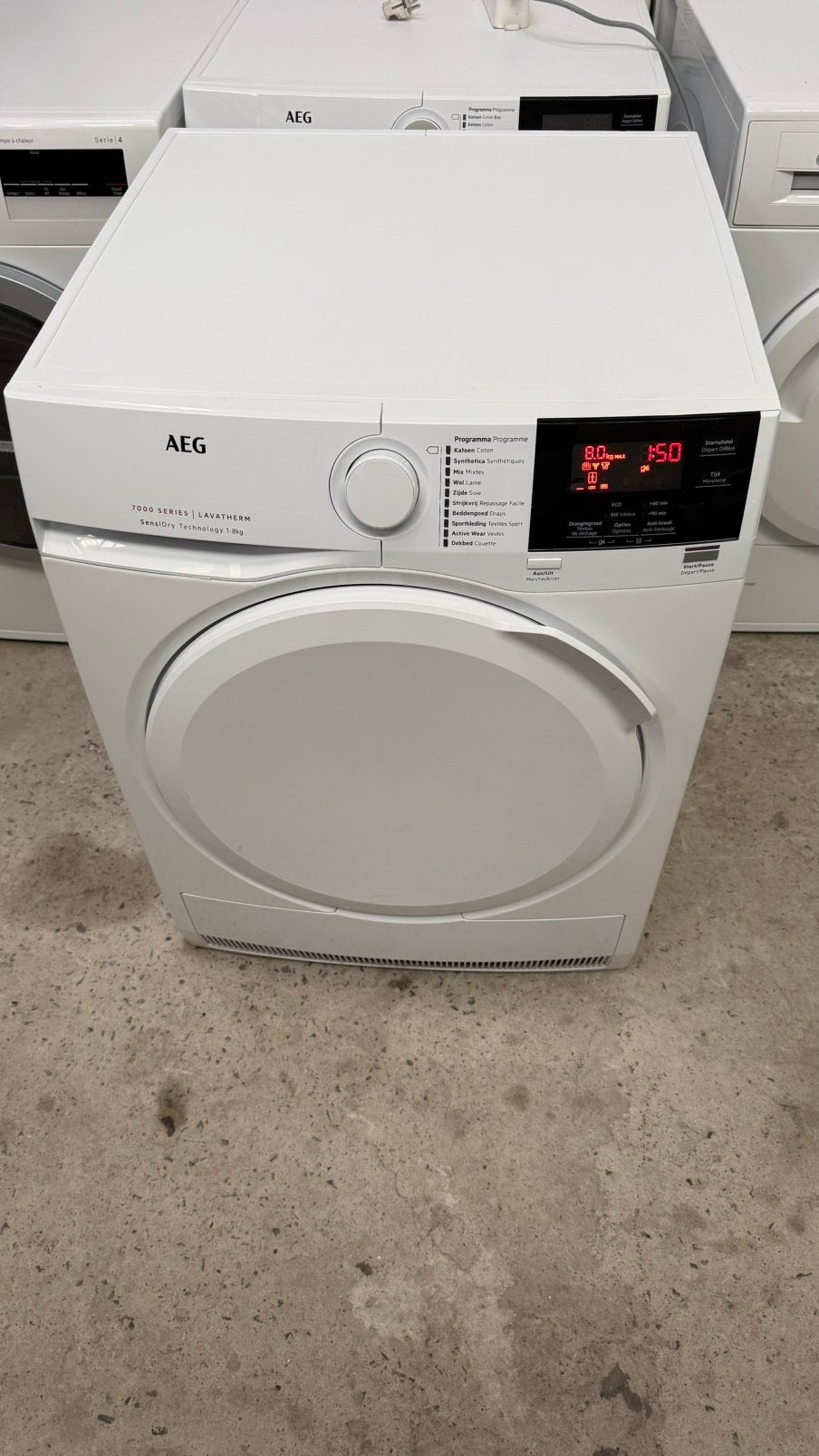 Aeg droger warmtepomp 8 kg a++, Elektronische apparatuur, Ophalen of Verzenden, Zo goed als nieuw, Condens