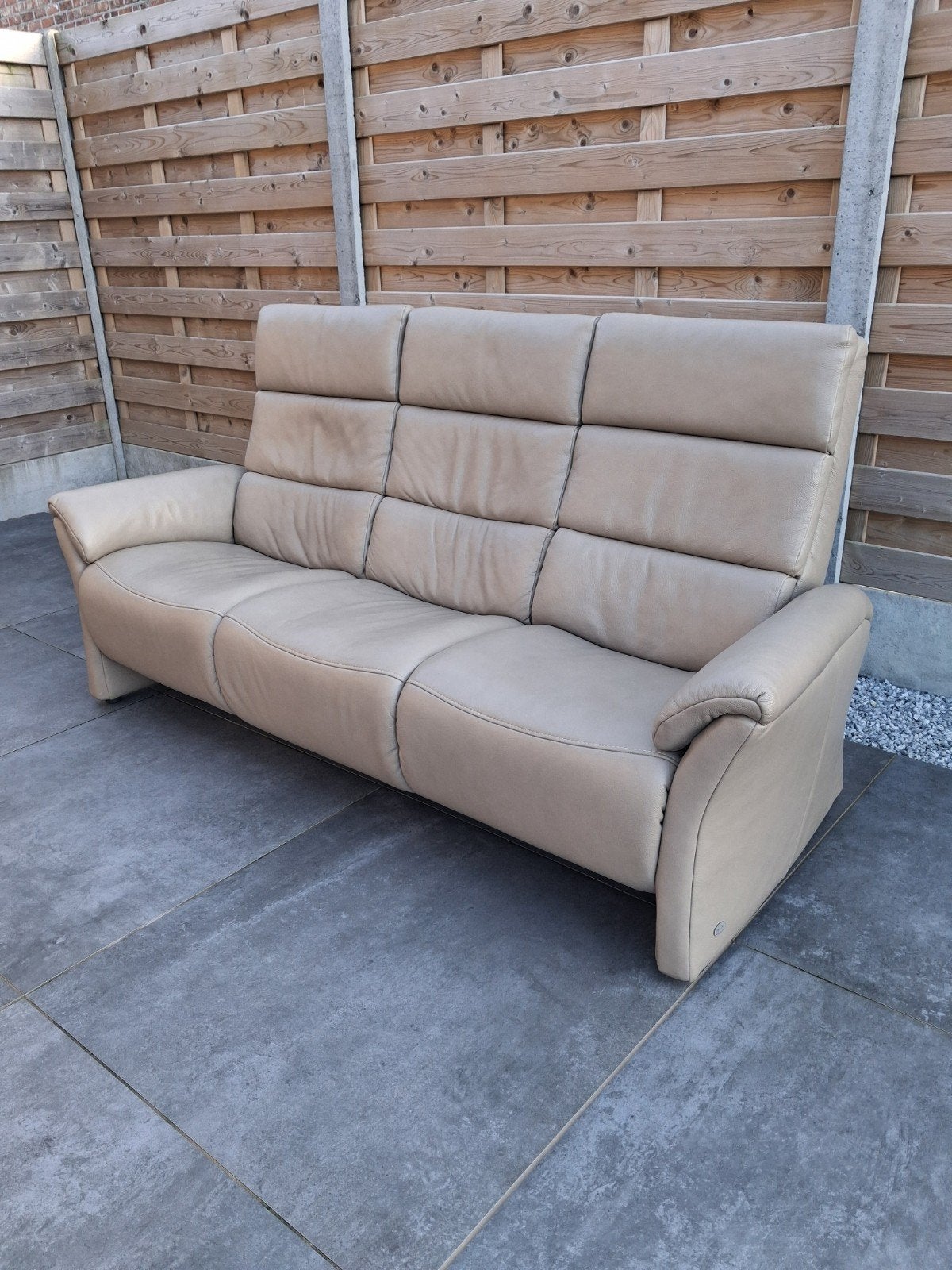 Chaise 3 places en cuir véritable en excellent état !, Enlèvement, Cuir