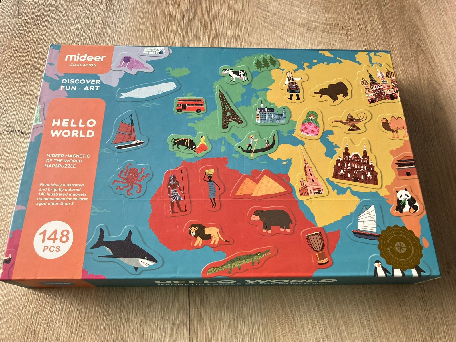 Mideer Hello World magnetische puzzel wereldkaart, Ophalen of Verzenden, Meer dan 50 stukjes, Zo goed als nieuw, 4 tot 6 jaar