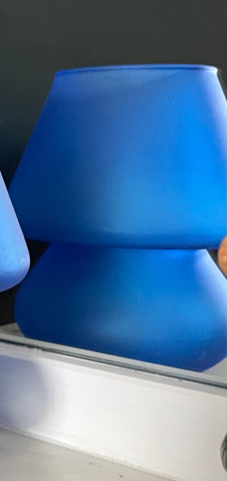 Blauw vintage ‘mushroom’ lampje glas, Blauw, Ophalen, Zo goed als nieuw, Glas