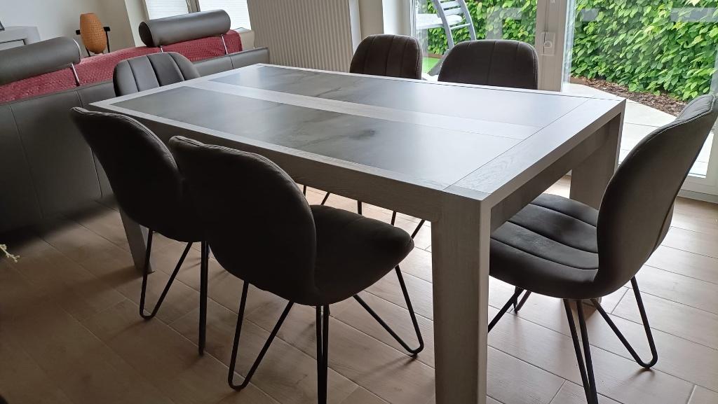 eettafel met 6 stoelen, Ophalen, 100 tot 150 cm, Stijlvol, Zo goed als nieuw