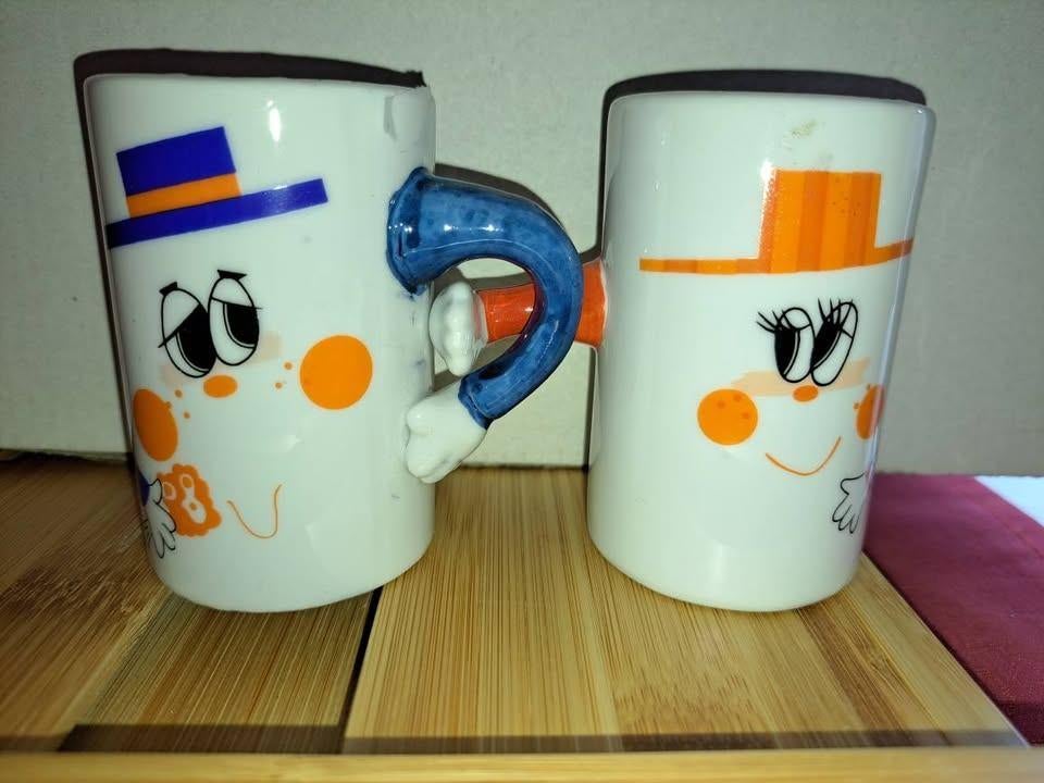 Vintage mug people, 2 sets "Mr & Mrs" uit 1976, Ophalen of Verzenden