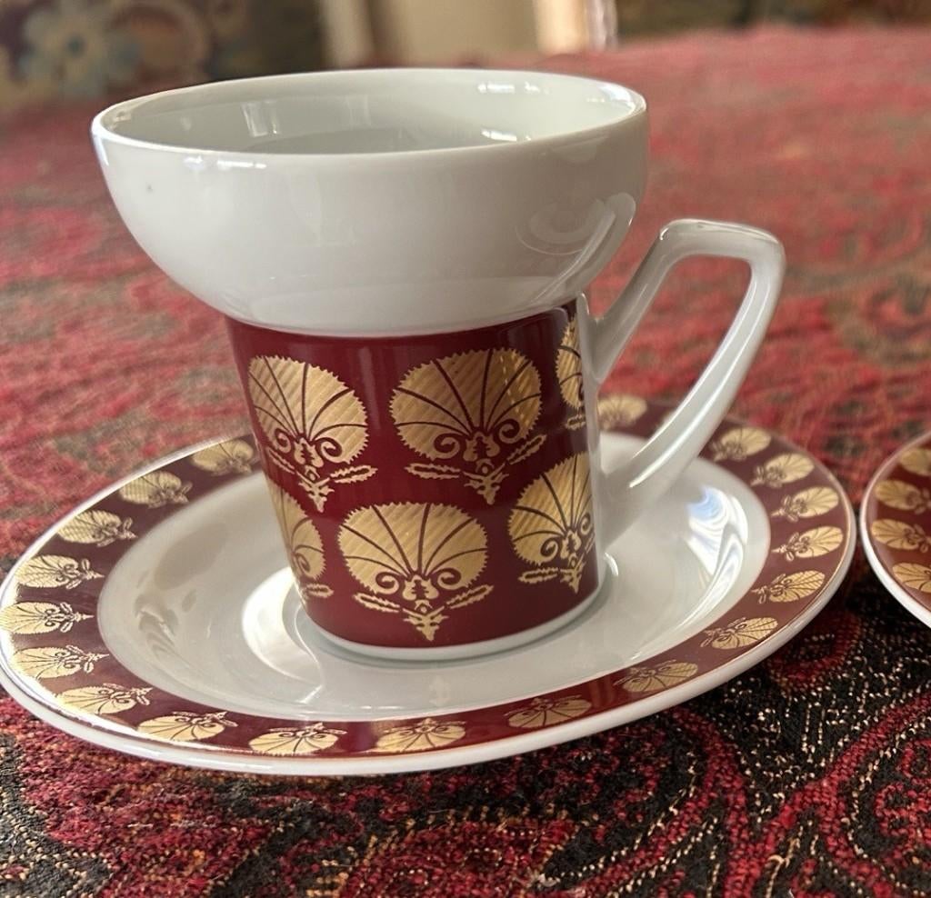 2 Kütahya Porselen koffie/theetassen + onderzetbordjes, Ophalen, Nieuw, Overige stijlen, Kop(pen) en/of Schotel(s)