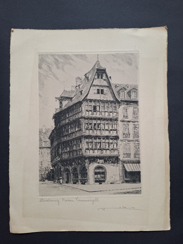 La maison Kammerzell, par Léopold Robin, Ophalen of Verzenden, Gravure, 1900 - 1949, 25 cm