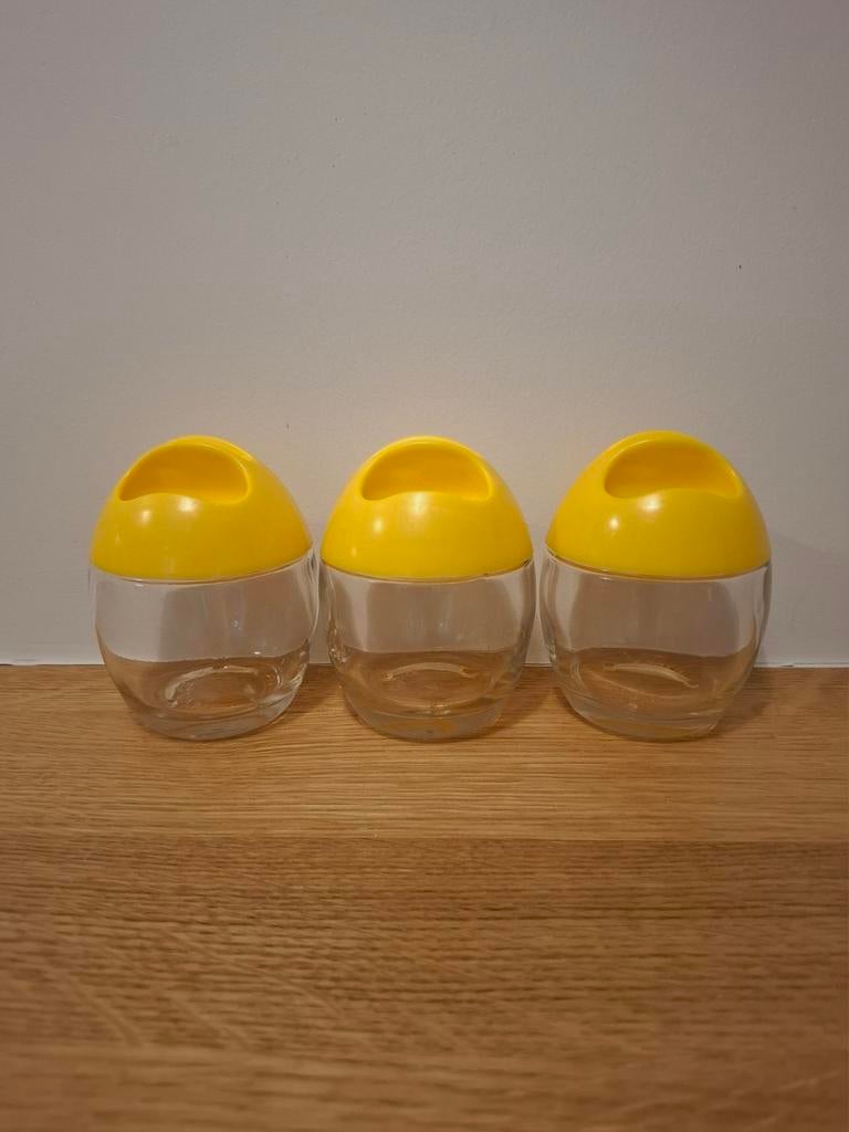 Vintage Pyrex Frankrijk – 3 gele potjes, Ophalen