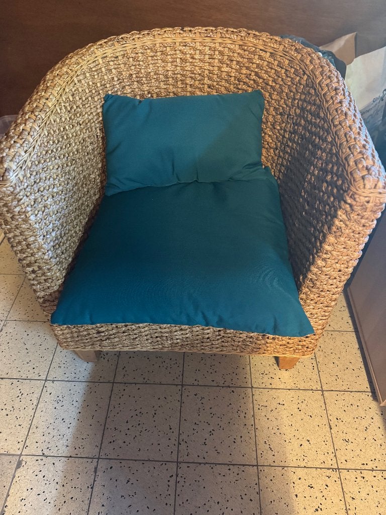 Fauteuil en jonc, Enlèvement, Utilisé, Bois