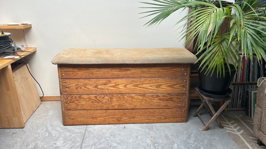 Oude turnplint, Huis en Inrichting, Woonaccessoires | Overige, Ophalen, Zo goed als nieuw, Leer, Vintage