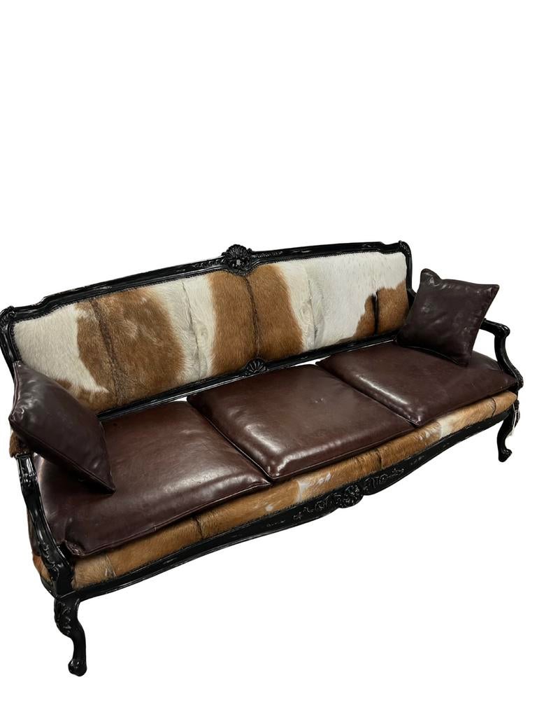 Fauteuil baroque style Louis XVI en peau de vache, Maison & Meubles, Enlèvement, Utilisé