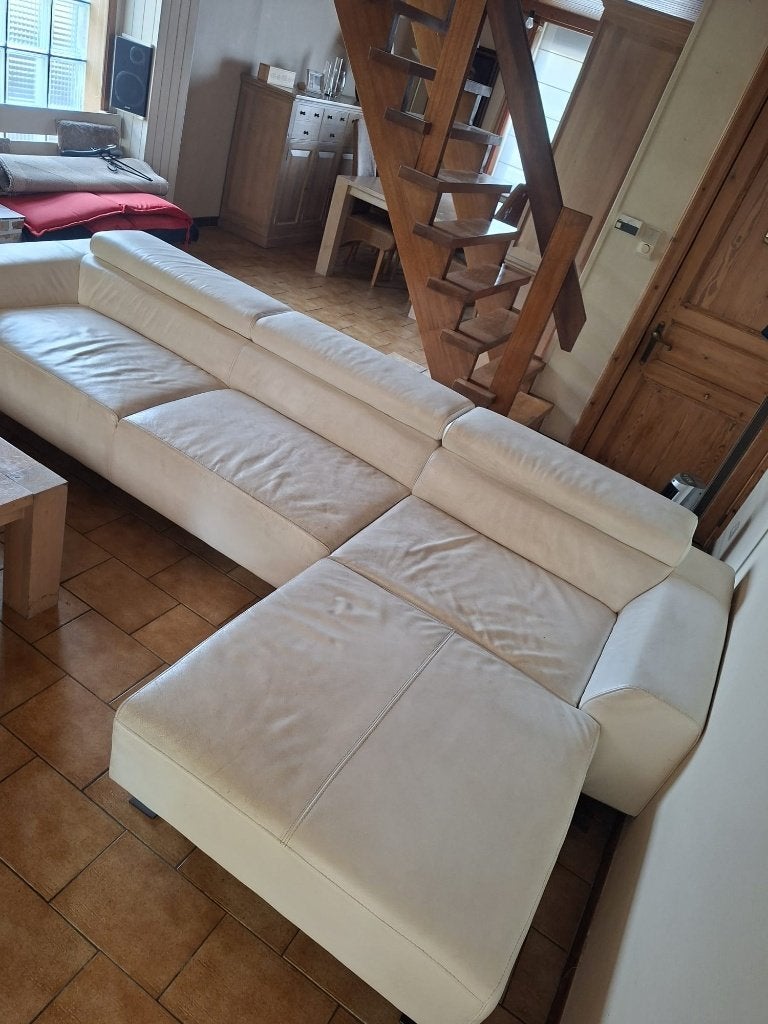 Lederen hoeksalon, Huis en Inrichting, Ophalen, Hoekbank, 300 cm of meer, Zo goed als nieuw