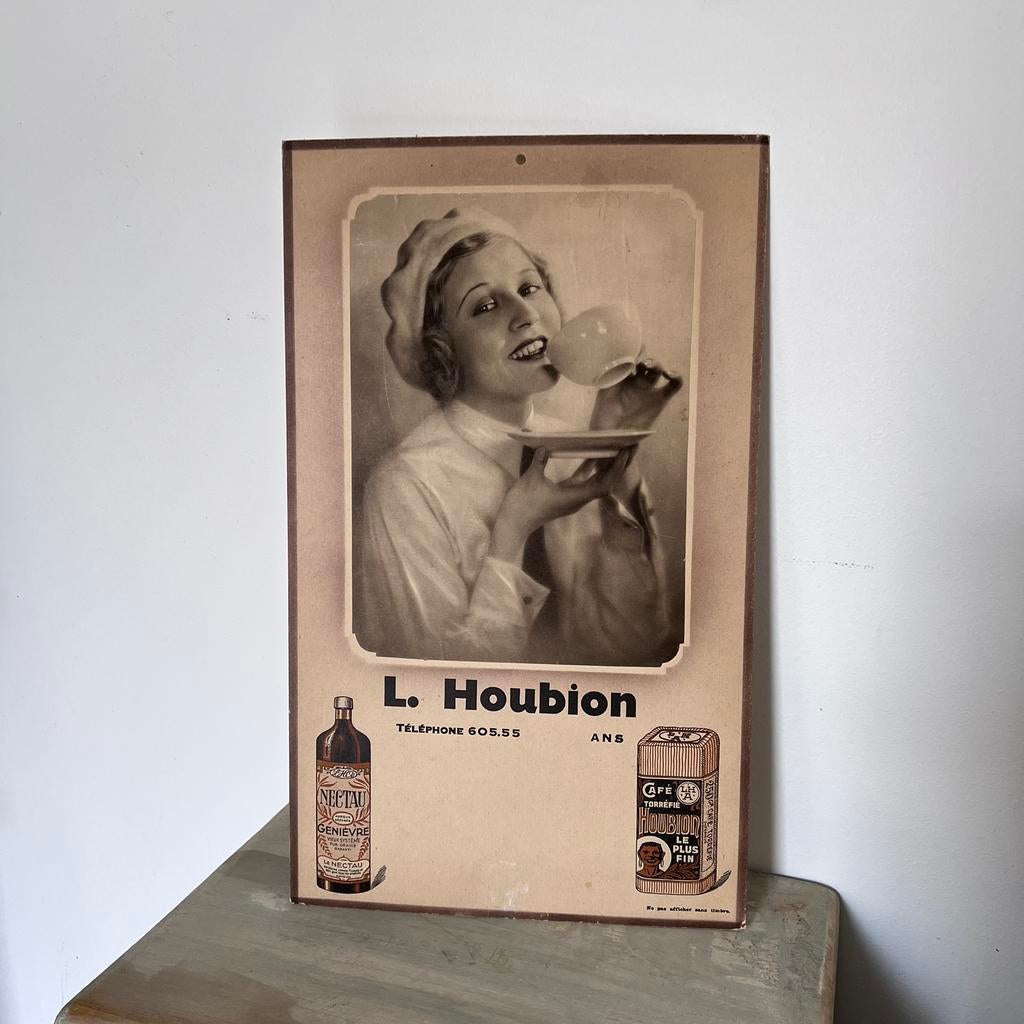 Reclame in karton, jeneverbes en koffie - Houbion in Ans, Ophalen of Verzenden, Gebruikt, Verpakking