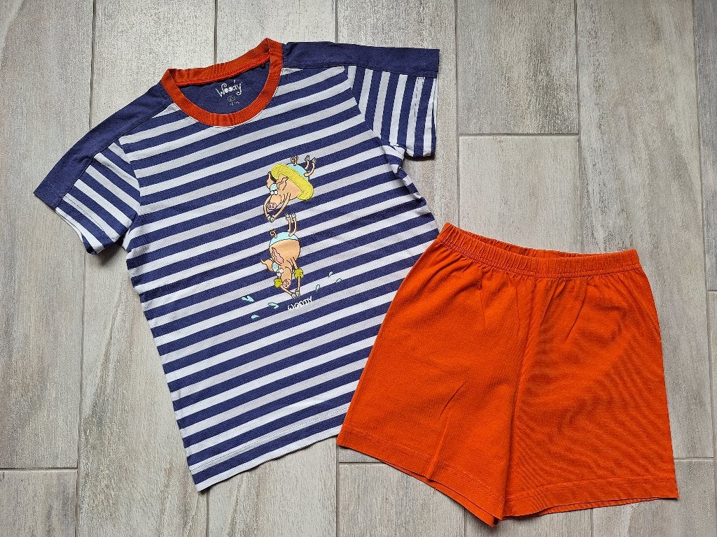 ★ M116 - Woody zomerpyjama thema varken, Kinderen en Baby's, Nacht- of Onderkleding, Gebruikt, Ophalen of Verzenden, Jongen