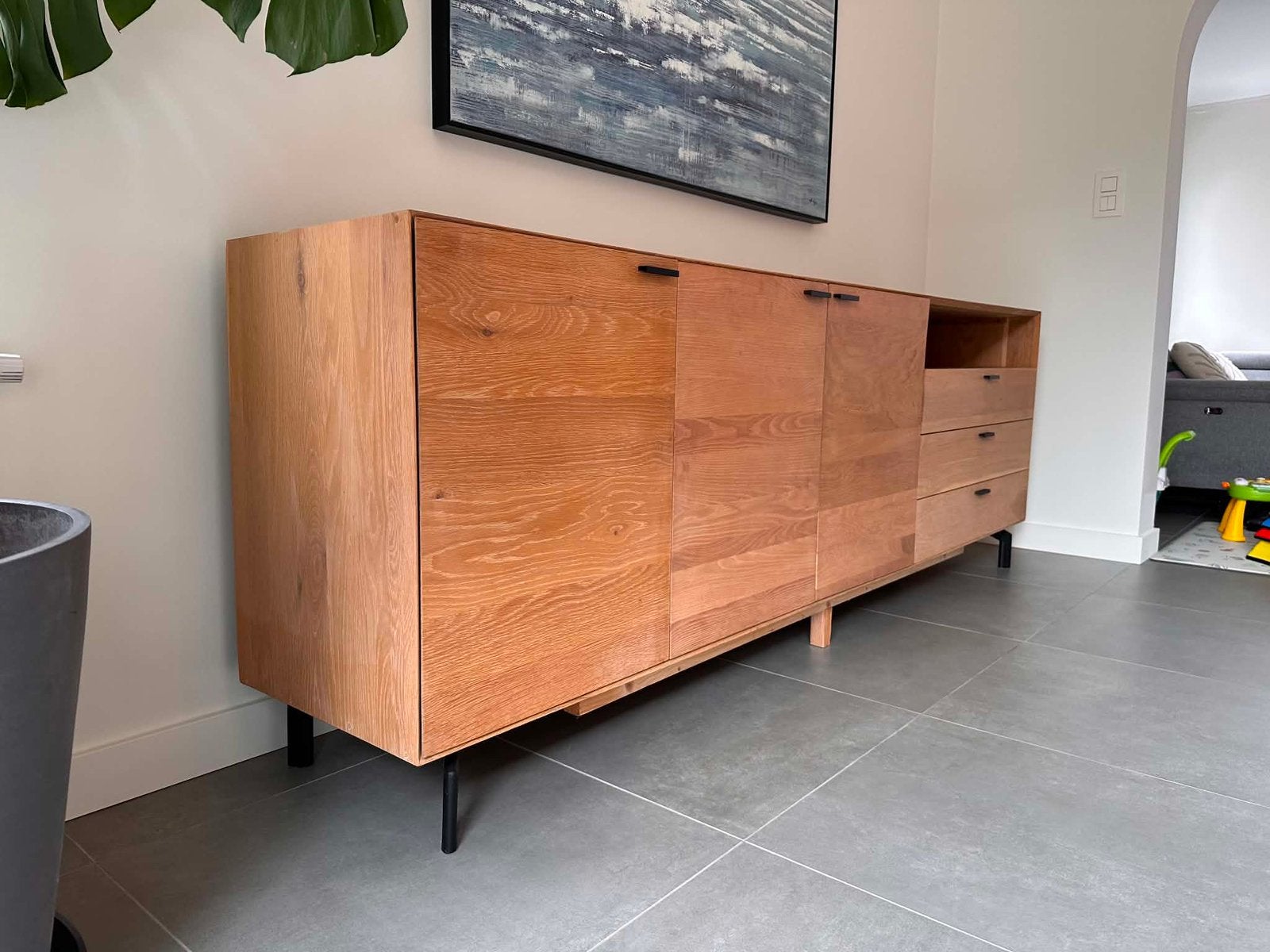 Dressoir in massief eik van Juntoo, Huis en Inrichting, Kasten | Dressoirs, Ophalen, Gebruikt, Met deur(en), Eikenhout