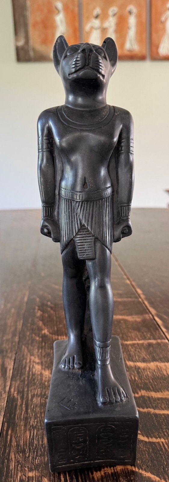 Statue égyptienne Bastet en pierre foncée - 30 cm - 1,2 kg, Antiquités & Art, Enlèvement ou Envoi, Statue