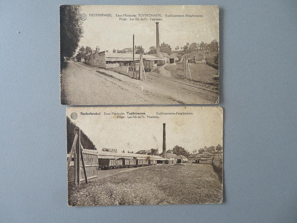 2 kaarten Nederbrakel Topbronnen Fr. Hoebeke trein wagon ..., Verzamelen, Verzenden, Ongelopen, Oost-Vlaanderen