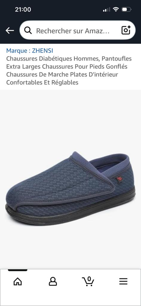 Pantoufles homme pour pieds diabétiques, Neuf, Enlèvement ou Envoi, Pantoufles, Bleu