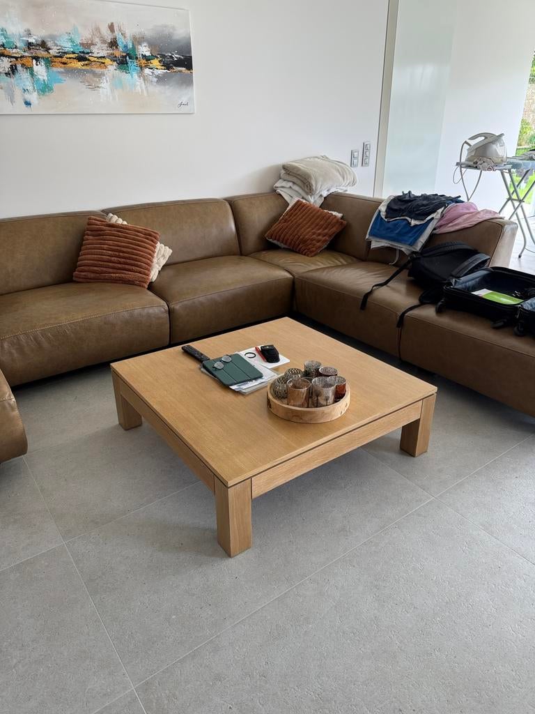 Salontafel 1 x 1 m met schuif, Ophalen, Zo goed als nieuw