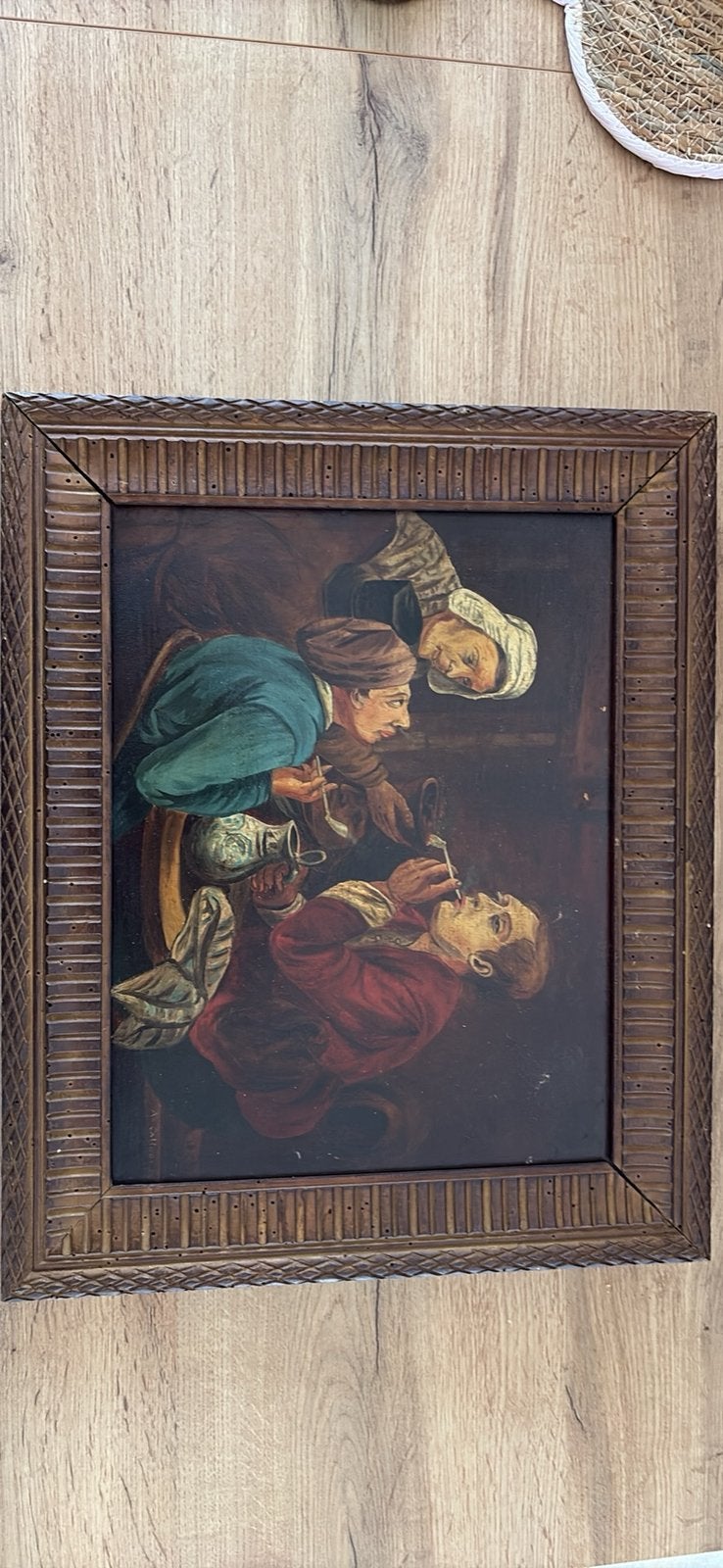Tableau ancien – Scène de taverne / Style Flamand, Maison & Meubles, Enlèvement ou Envoi, Utilisé, Bois