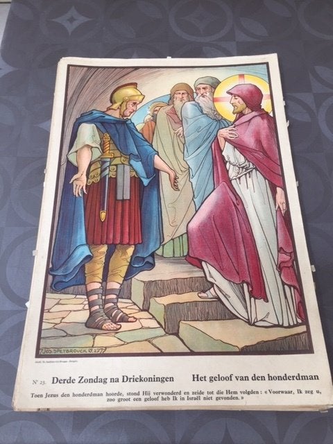 42 religieuze prenten door Jos Speybrouck - jaren '30, Ophalen, Gebruikt, Kaart of Prent, Christendom | Katholiek