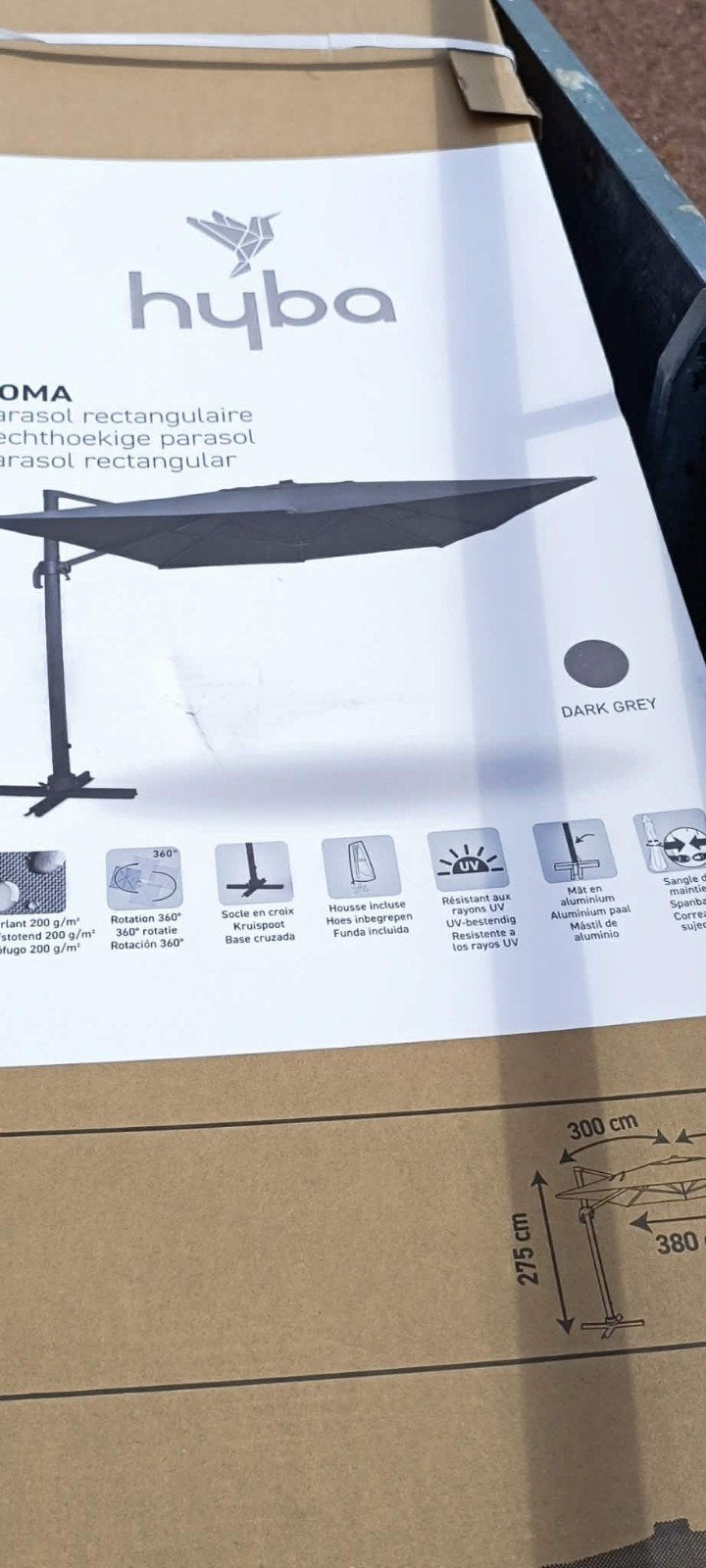 grote tuinparasol, Ophalen, Kantelbaar, Nieuw, Zweefparasol