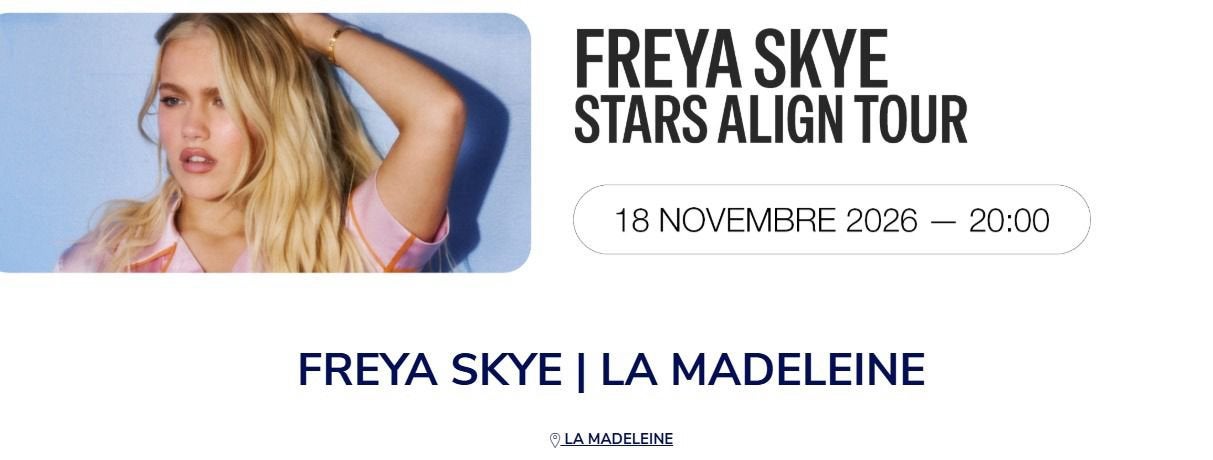 2 Tickets Freya Skye op 18/11/2026, Deux personnes, Novembre