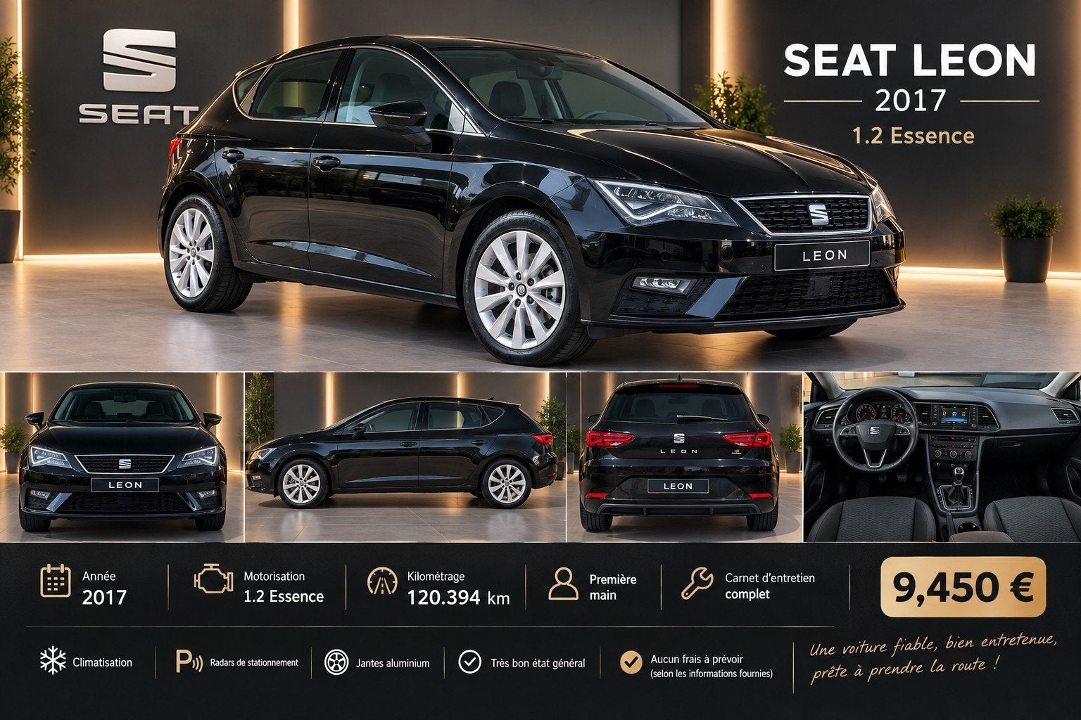 SEAT LEON 1.2I, Phares au xénon, Achat, Euro 6, Entreprise