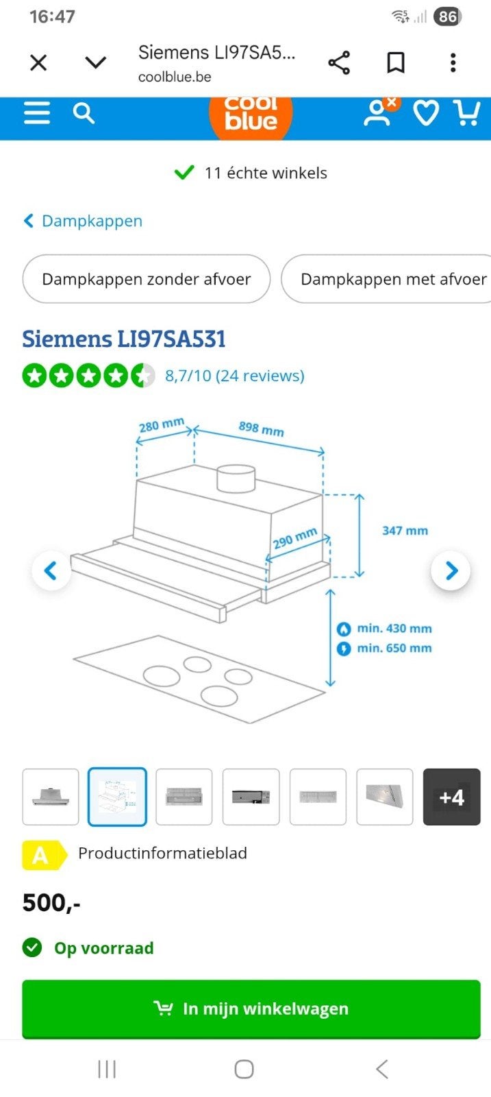 Hotte aspirante Siemens, Enlèvement