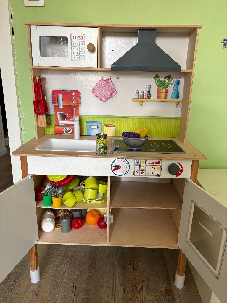 Speelgoedkeukentje inclusief keukengerei, Kinderen en Baby's, Ophalen, Gebruikt, Hout, Speelkeuken