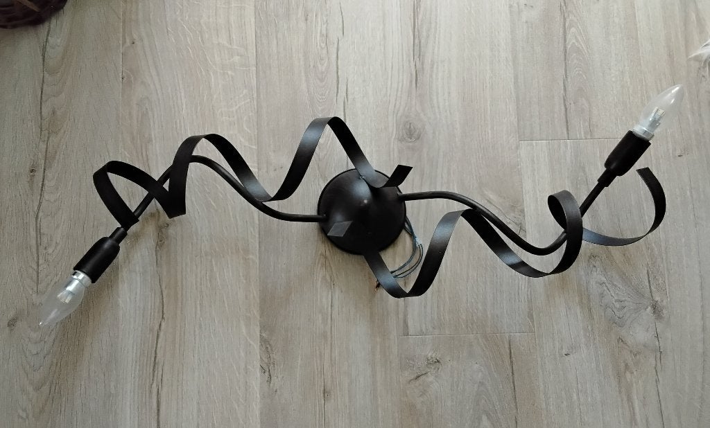 Plafondlamp 2-lichts met led-lampen, Zwart, E14 (klein), Ophalen of Verzenden, Zo goed als nieuw