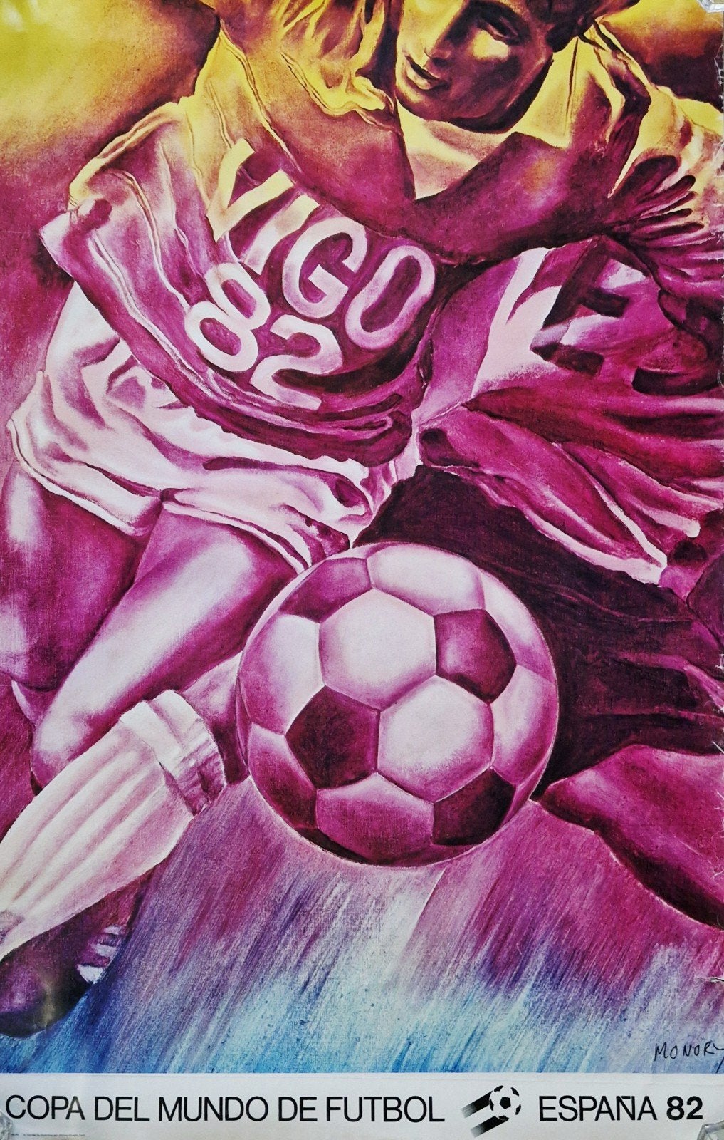 Affiche WK 1982 Monory - Vigo, Deurposter of groter, Ophalen of Verzenden, Sport, Rechthoekig Staand