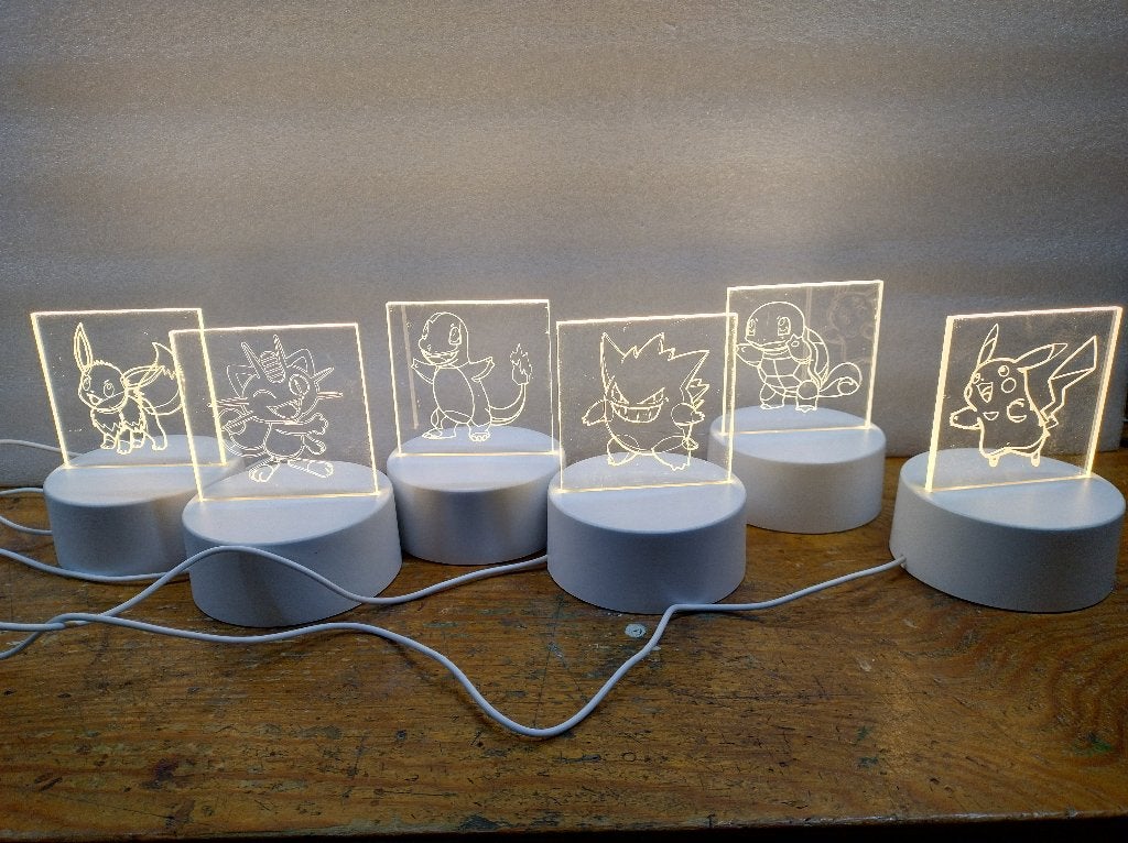 LED Pokémon Nachtlampjes / Plexiglas Displays, Ophalen of Verzenden, Zo goed als nieuw, Overige typen