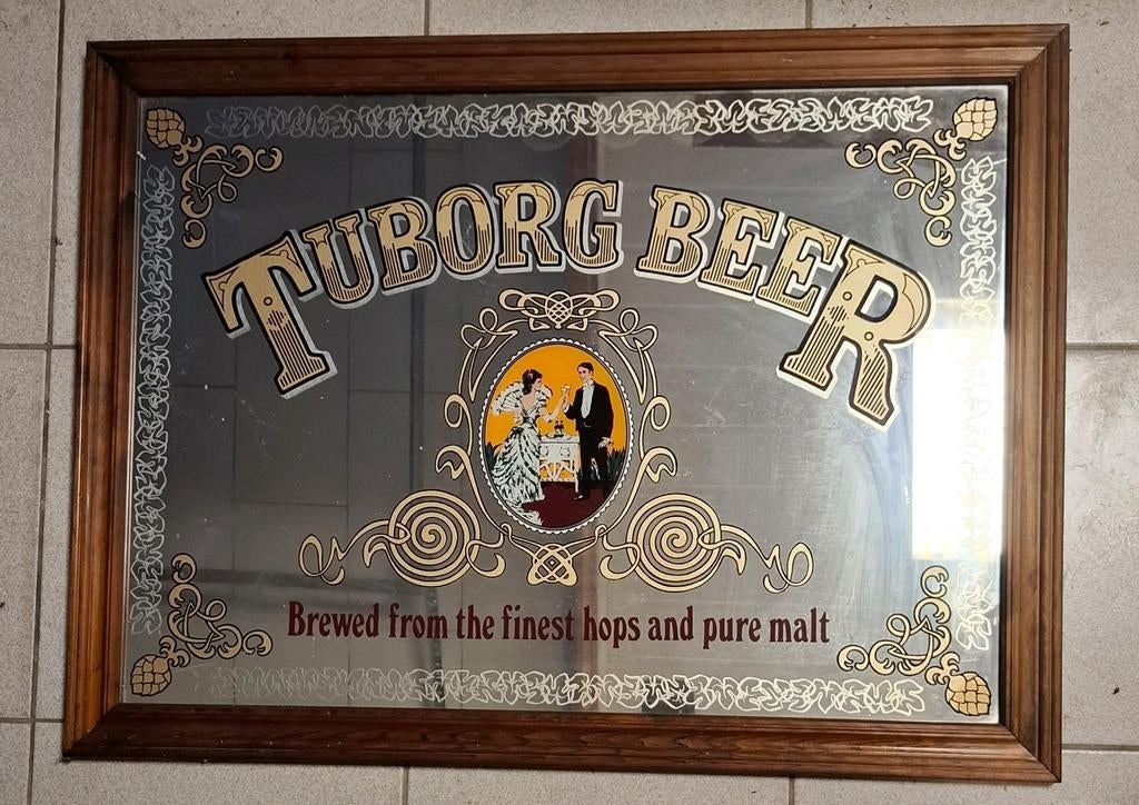 Vintage tuborg spiegel, Verzamelen, Ophalen, Gebruikt, Overige typen, Overige merken